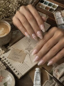 Soft botanical 3D flower nail art at Dream Nails & Spa, Vacaville CA